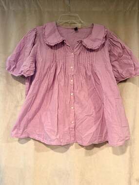 Universal Thread Lilac Purple Peter Pan Collar Puff Sleeve Eyelet Blouse